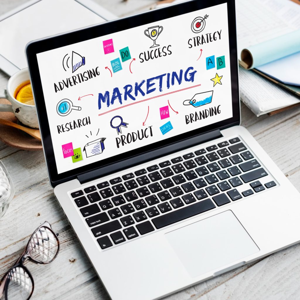 Digital marketing strategy on laptop for first-party data collection