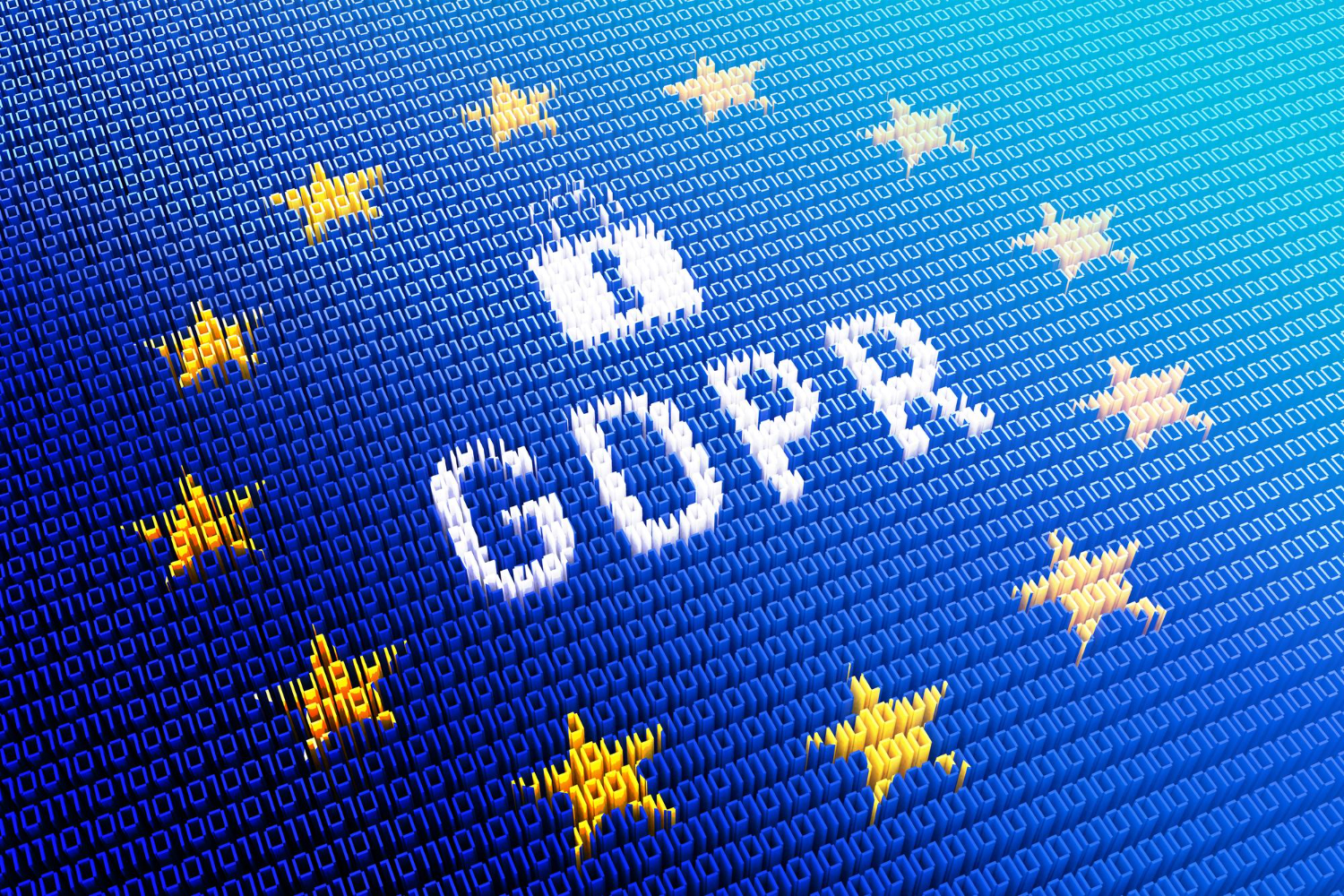 GDPR lock symbol with EU stars on a digital blue background representing data protection fines in 2026