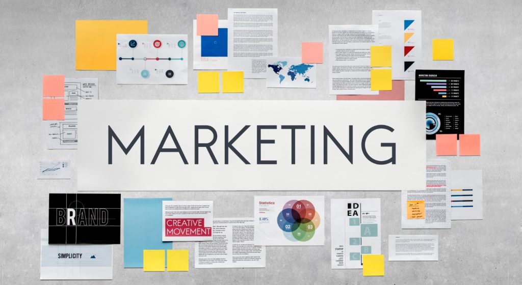 Marketing brand strategy collage comparing advertising approaches